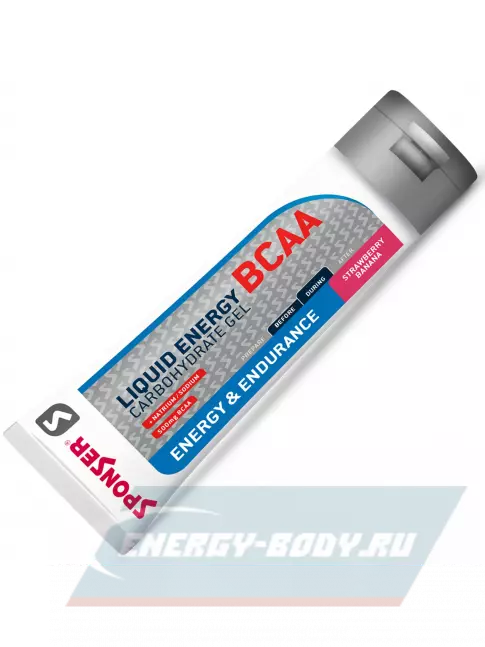 Энергетический гель SPONSER LIQUID ENERGY BCAA 4 тюбик x 70 г, Клубника-банан