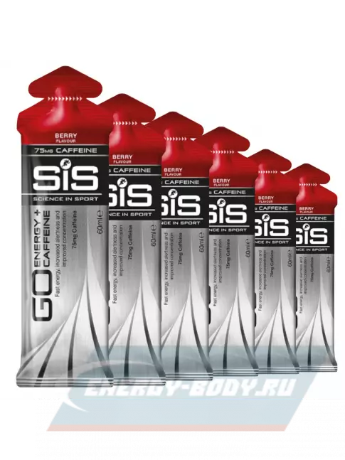 Энергетический гель SCIENCE IN SPORT (SiS) GO Energy 75mg caffeine 6 x 60 мл, Ягоды