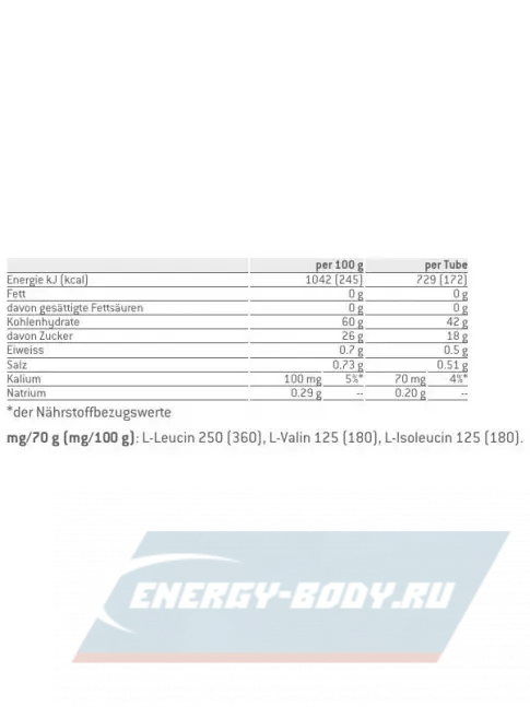 Энергетический гель SPONSER LIQUID ENERGY BCAA 4 тюбик x 70 г, Клубника-банан