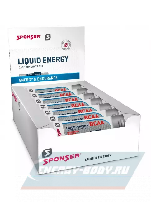 Энергетический гель SPONSER LIQUID ENERGY BCAA 18 тюбиков x 70 г, Клубника-банан