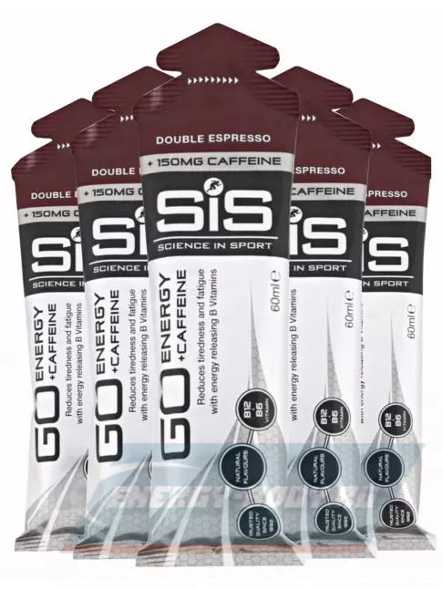 Энергетический гель SCIENCE IN SPORT (SiS) GO Energy 150mg caffeine 5 x 60 мл, Двойной эспрессо