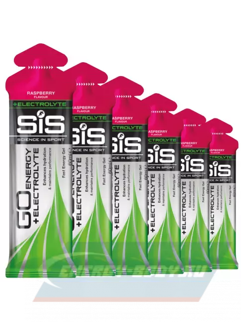 Энергетический гель SCIENCE IN SPORT (SiS) Go Energy + Electrolyte Gels 6 x 60 мл, Малина