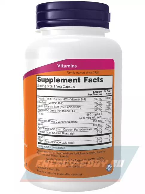  NOW FOODS B-100 Complex 250 веган капсул