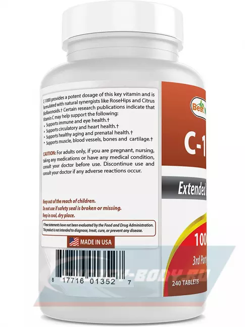  BestNaturals Vitamin C 1000 mg 240 таблеток