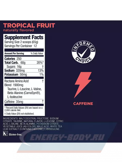  GU ENERGY GU ROCTANE ENERGY DRINK MIX 780 г, Тропические фрукты