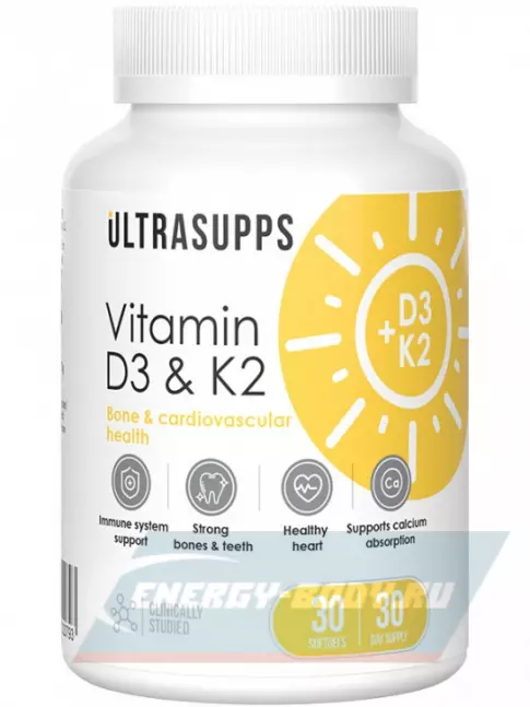  UltraSupps Vitamin D3 - K2 30 капсул