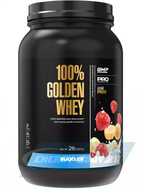  MAXLER 100% Golden Whey 907 г, Клубника-банан
