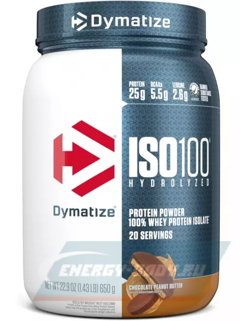  Dymatize ISO100 Hydrolyzed 650 г, Шоколадовое арахисовое масло