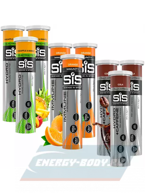  SCIENCE IN SPORT (SiS) GO Hydro Tablet 20s_3 9 x 20 таблеток, Ананас - Манго, Апельсин, Кола