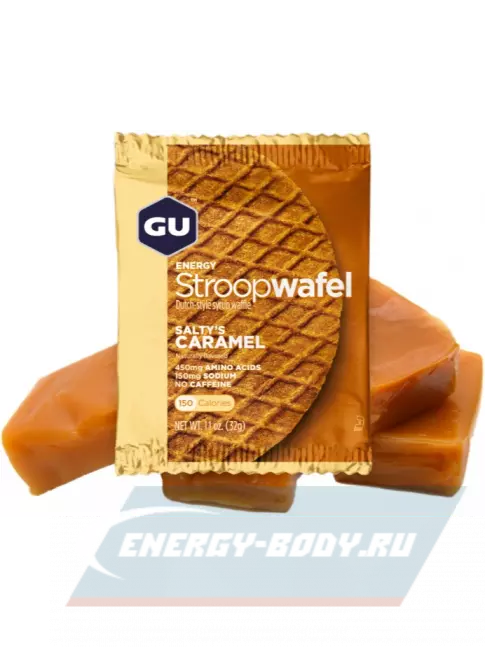 Батончик энергетический GU Energy Labs GU ENERGY STROOPWAFEL no caffeine (ДУБЛЬ!) 4 x 32 г, Соленая карамель