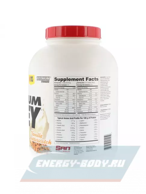  SAN 100% Pure Titanium Whey 2240 г, Ванильная ириска