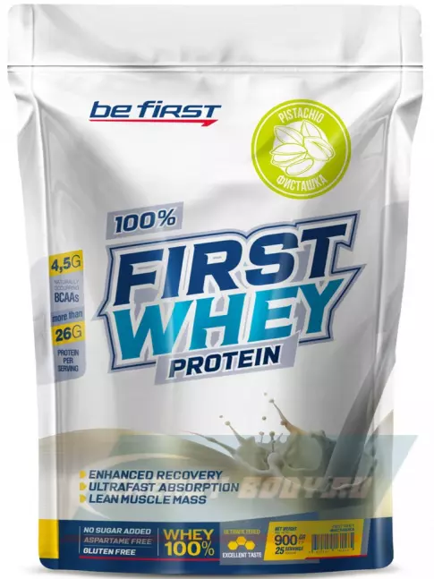  Be First First Whey protein (сывороточный протеин) 900 г + шейкер, Фисташка