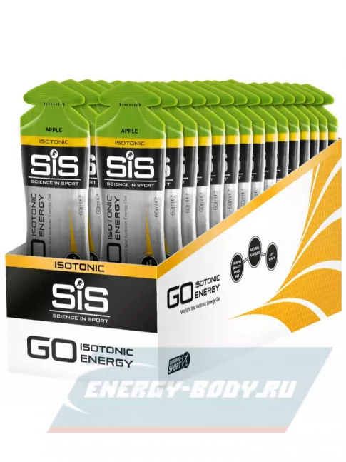 Энергетический гель SCIENCE IN SPORT (SiS) GO Isotonic Energy Gels 30 x 60 мл, Яблоко Энергетический гель SCIENCE IN SPORT (SiS) GO Isotonic Energy Gels 30 x 60 мл, Яблоко
