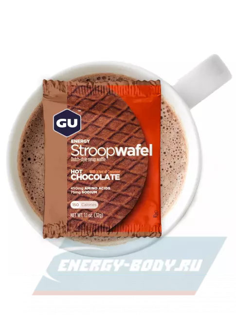 Батончик энергетический GU ENERGY GU ENERGY STROOPWAFEL no caffeine 4 x 32 г, Горячий шоколад