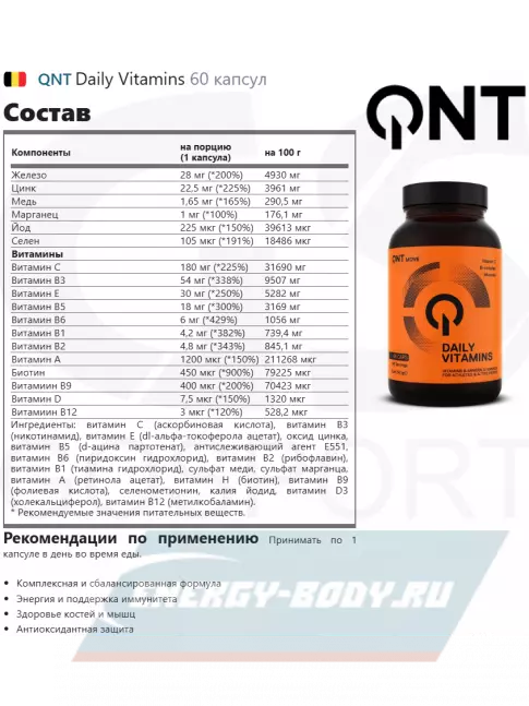  QNT Daily Vitamins 60 капсул