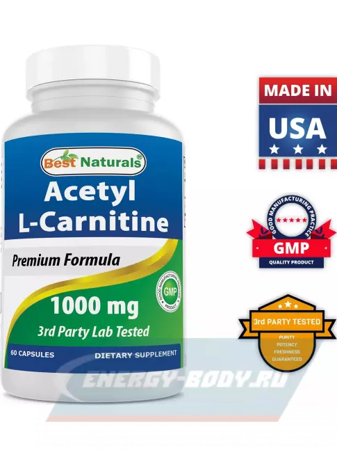 L-Карнитин BestNaturals Acetyl L-Carnitine 1000 mg 60 капсул