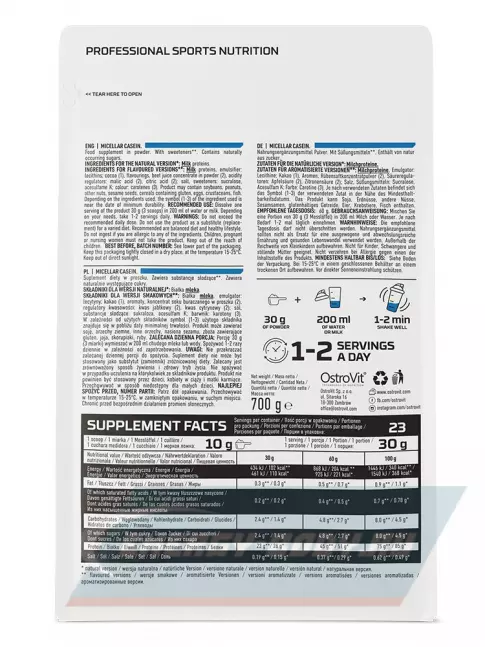  OstroVit Micellar Casein 700 г, Ваниль