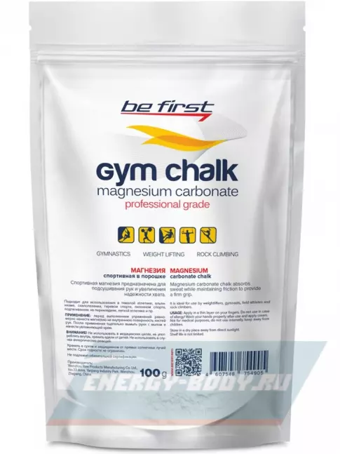  Be First Спортивная магнезия Gym Chalk Powder 100 г, Белый