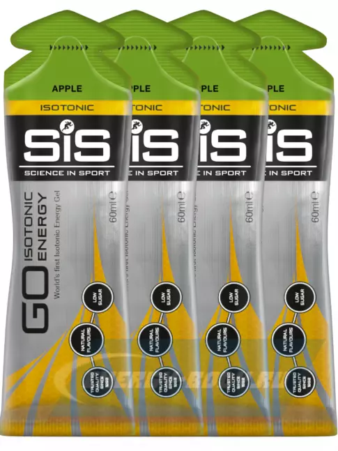 Энергетический гель SCIENCE IN SPORT (SiS) GO Isotonic Energy Gels 4 x 60 мл, Яблоко