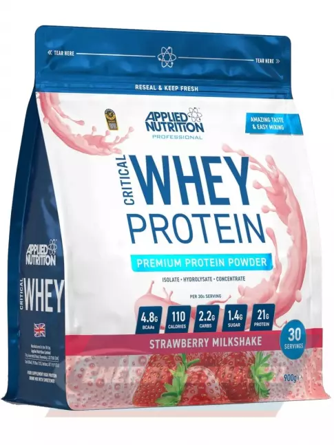  APPLIED NUTRITION CRITICAL Whey 900 г, Клубничный молочный коктейль