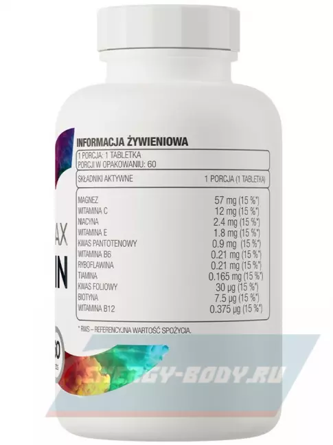  OstroVit Magnez MAX + Vitamin 60 таблеток