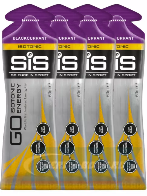 Энергетический гель SCIENCE IN SPORT (SiS) GO Isotonic Energy Gels 4 x 60 мл, Черная смородина