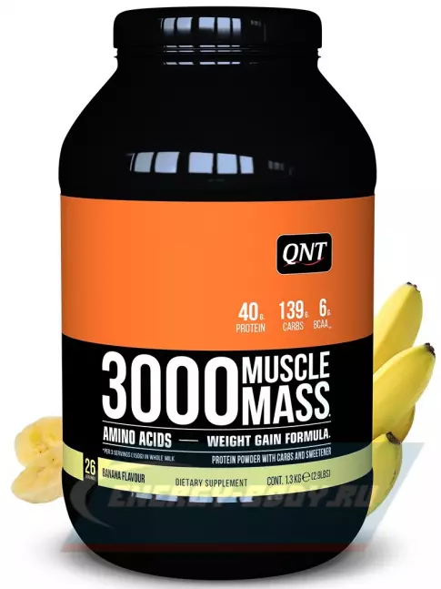 Гейнер QNT MUSCLE MASS 3000 1300 г, Банан