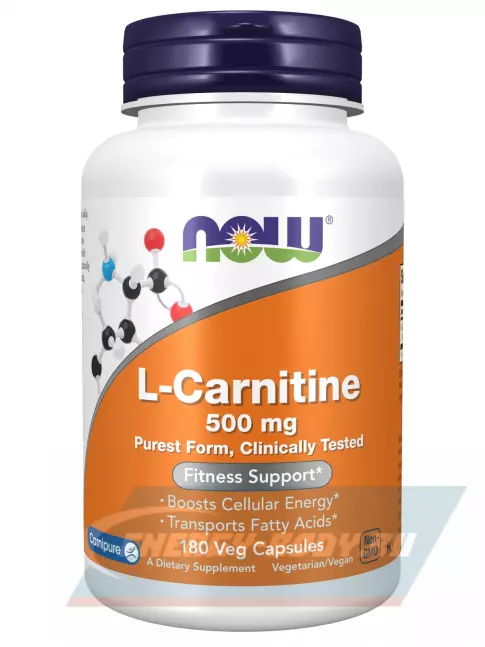 L-Карнитин NOW FOODS L-Carnitine 500 mg 180 веган капсул