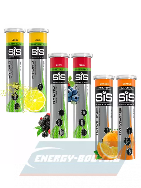  SCIENCE IN SPORT (SiS) GO Hydro Tablet 20s 6 x 20 таблеток, Лимон, Ягоды, Апельсин