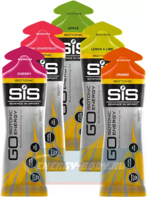 Энергетический гель SCIENCE IN SPORT (SiS) GO Isotonic Energy Gels 5 x 60 мл, Микс №15