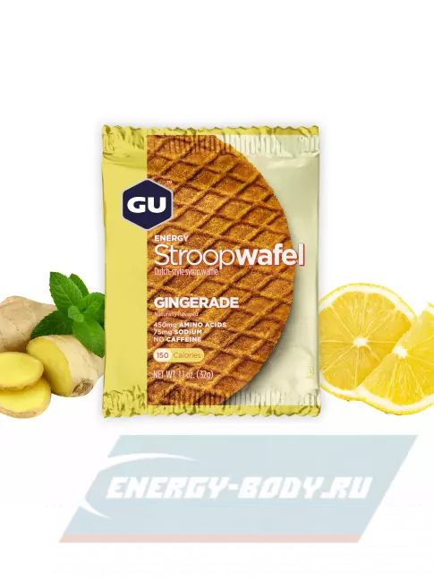 Батончик энергетический GU ENERGY GU ENERGY STROOPWAFEL no caffeine 4 x 32 г, Имбирь