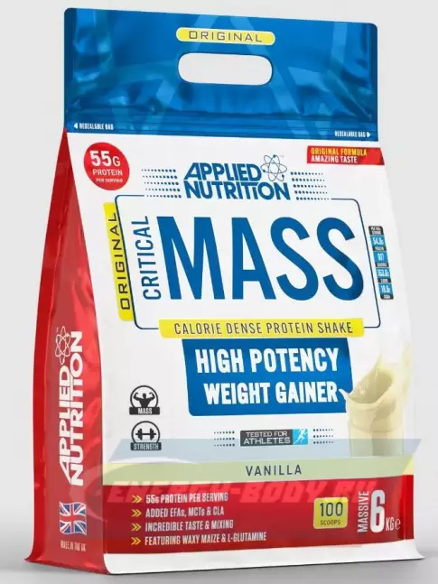 Гейнер APPLIED NUTRITION CRITICAL MASS (Original Formula) 6000 г, Ваниль