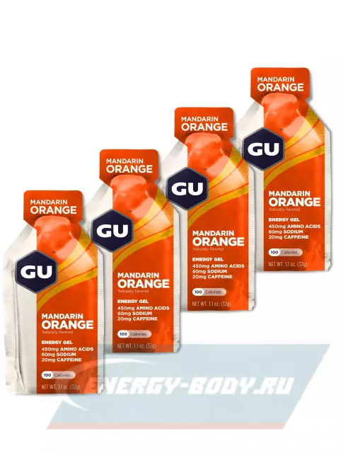 Энергетический гель GU ENERGY GU Original Energy Gel 20mg caffeine 4 x 32 г, Апельсин-Мандарин