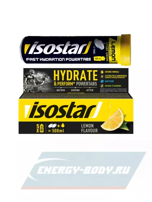  ISOSTAR Изотонический напиток Powertabs 1 банка x 5 порций, Лимон