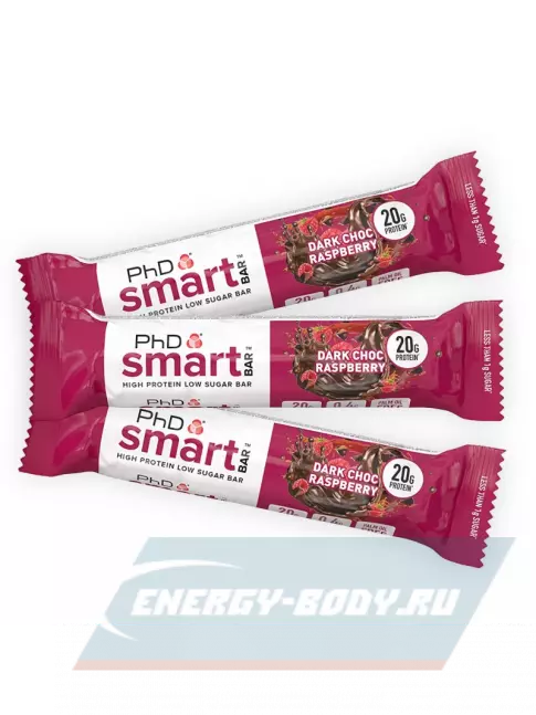 Батончик протеиновый PhD Nutrition Smart Bar 3 x 64 г, Тёмный шоколад / Малина