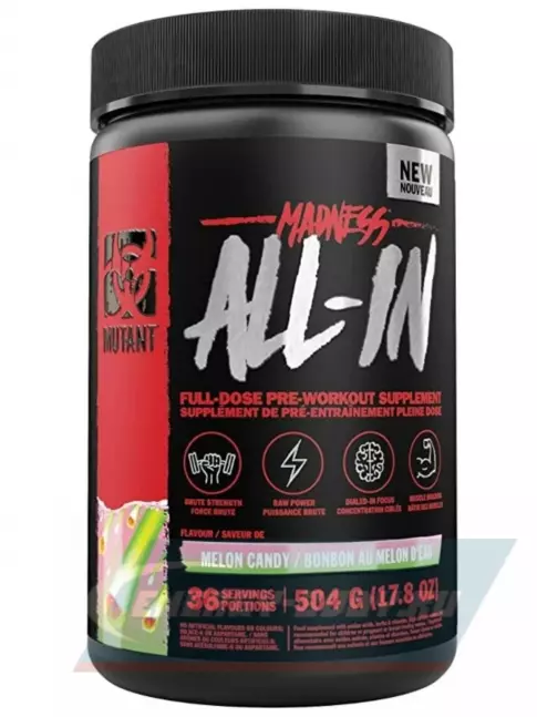 Предтерник Mutant MADNESS ALL-IN 504 г, Леденец из Дыни