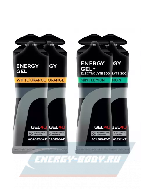 Энергетический гель GEL4U Energy Gel MIX 4 x 60 г, Апельсин, Лимон и Мята №1