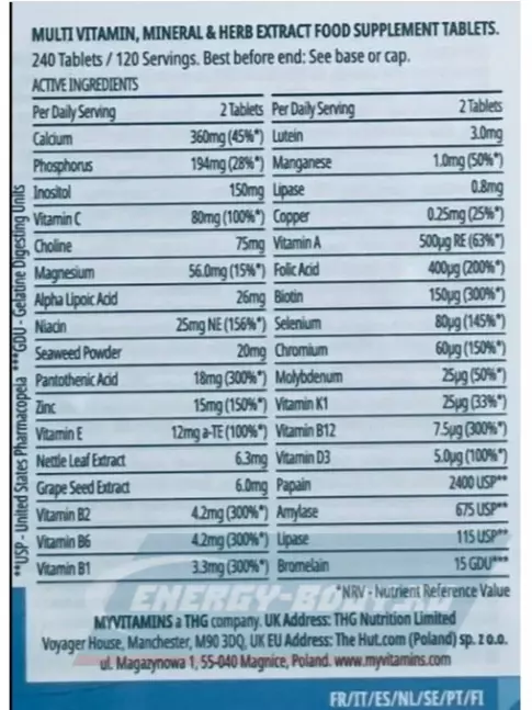  Myprotein Alpha Men Super Multi Vitamin 240 таблеток, Нейтральный