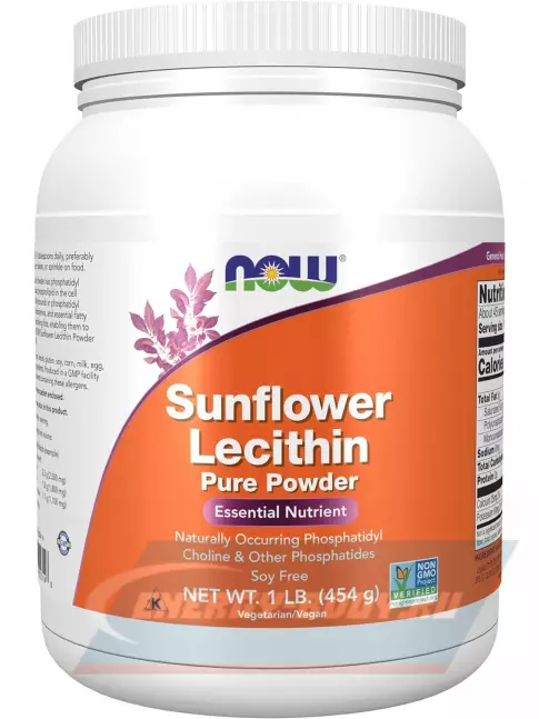 Omega 3 NOW FOODS Sunflower Lecithin Pure Powder 454 г Omega 3 NOW FOODS Sunflower Lecithin Pure Powder 454 г