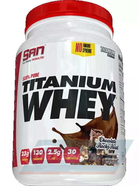  SAN 100% Pure Titanium Whey 909 г, Шоколадный Рокки Роуд