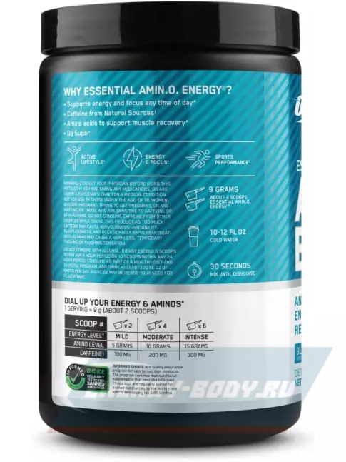 Аминокислотны Optimum Nutrition Essential Amino Energy 270 г, Черничный Мохито