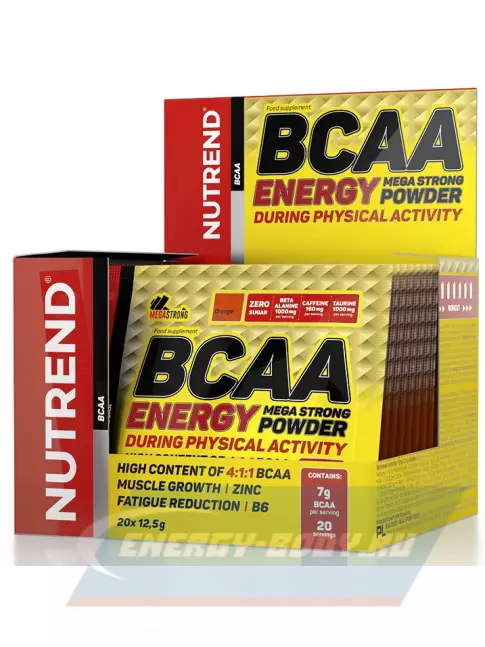 ВСАА NUTREND BCAA Energy MEGA Strong Power 4:1:1 20 x 12.5 г, Апельсин