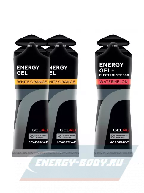 Энергетический гель GEL4U Energy Gel MIX 3 x 60 г, Апельсин, Арбуз