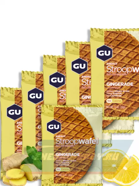 Батончик энергетический GU ENERGY GU ENERGY STROOPWAFEL no caffeine 6 x 32 г, Имбирь