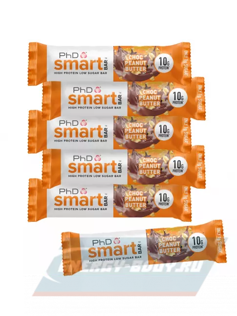 Батончик протеиновый PhD Nutrition Smart Bar 6 x 64 г, Шоколад - Арахисовое масло
