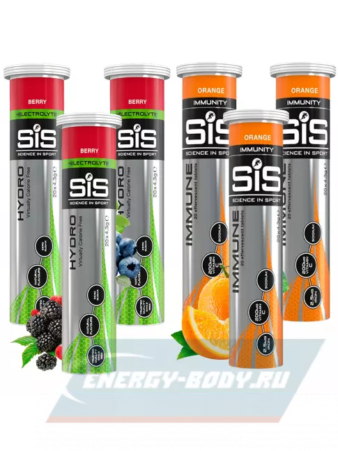  SCIENCE IN SPORT (SiS) GO Hydro Tablet 20s_3 6 x 20 таблеток, Ягоды, Апельсин