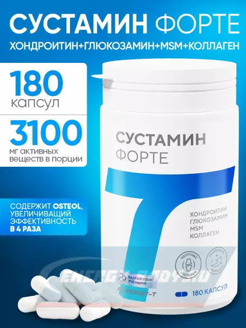 Суставы, связки Академия-Т SUSTAMIN FORTE 180 капсул Суставы, связки Академия-Т SUSTAMIN FORTE 180 капсул
