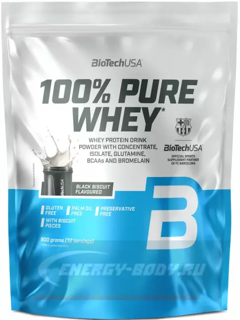 BioTechUSA 100% Pure Whey 900 г, Черный бисквит BioTechUSA 100% Pure Whey 900 г, Черный бисквит