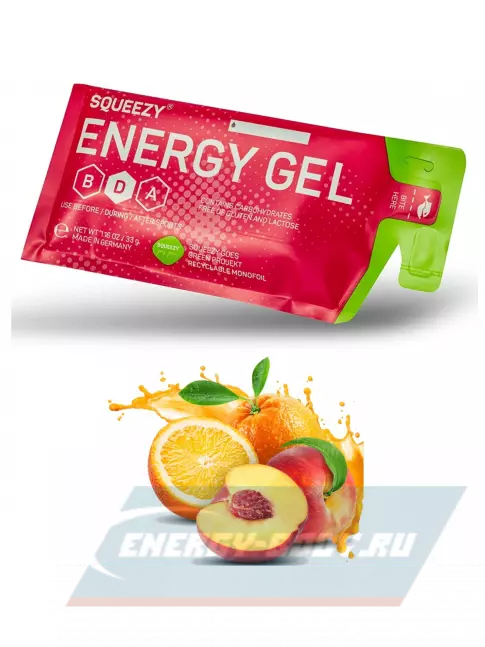 Энергетический гель SQUEEZY ENERGY GEL no caffeine 33 г x 12 саше, Mix