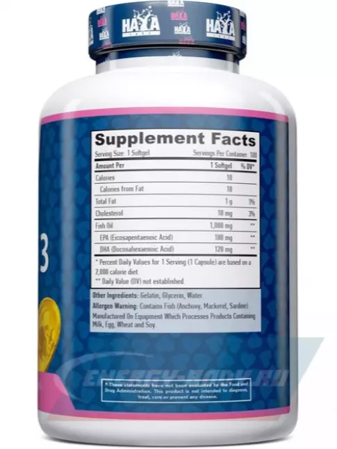 Omega 3 Haya Labs Omega 3 1000 mg 100 капсул Omega 3 Haya Labs Omega 3 1000 mg 100 капсул